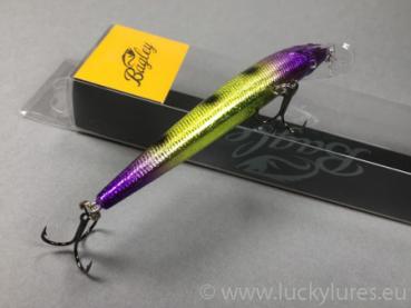 MINNOW B Wobbler, 10 cm, schwimmend, Farbe: PBB (Purple Bumble Bee), mit Rasselkammern von Bagley Bait